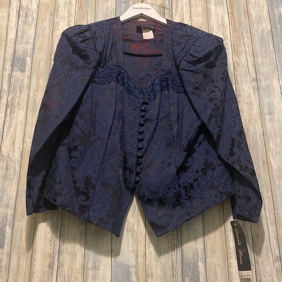 NWT Vintage David Rose Winter Blue Jacquard Blazer | Size 16W - Picture 15 of 16
